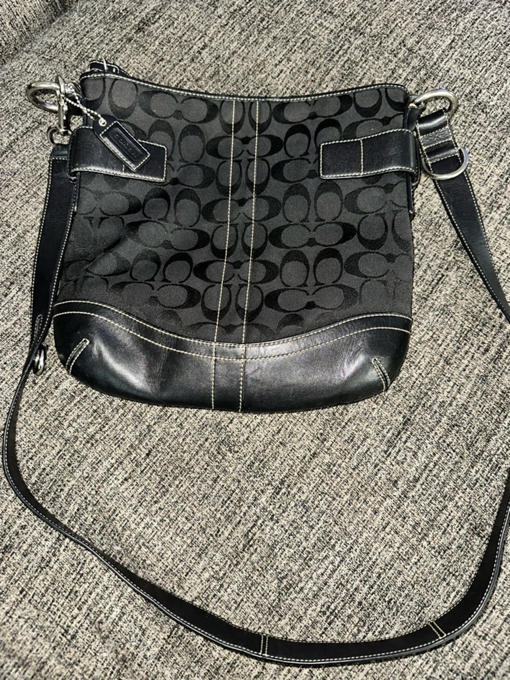 Coach Black Signature Canvas and Leather Crossbody